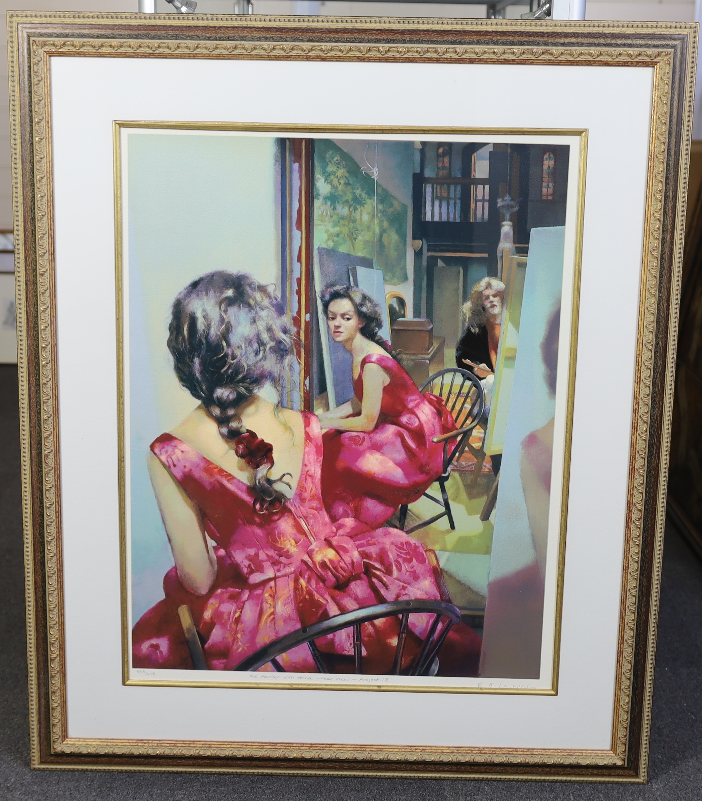 Robert Lenkiewicz (1941-2002), offset lithograph, 'The Painter with Anna - rear view - Project 18', signed in pencil and titled, 335/475, 76 x 59cm. Condition - good